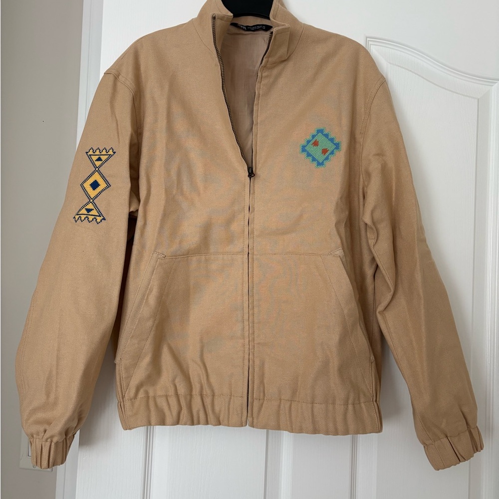 Zara Tan Jacket with Black Label